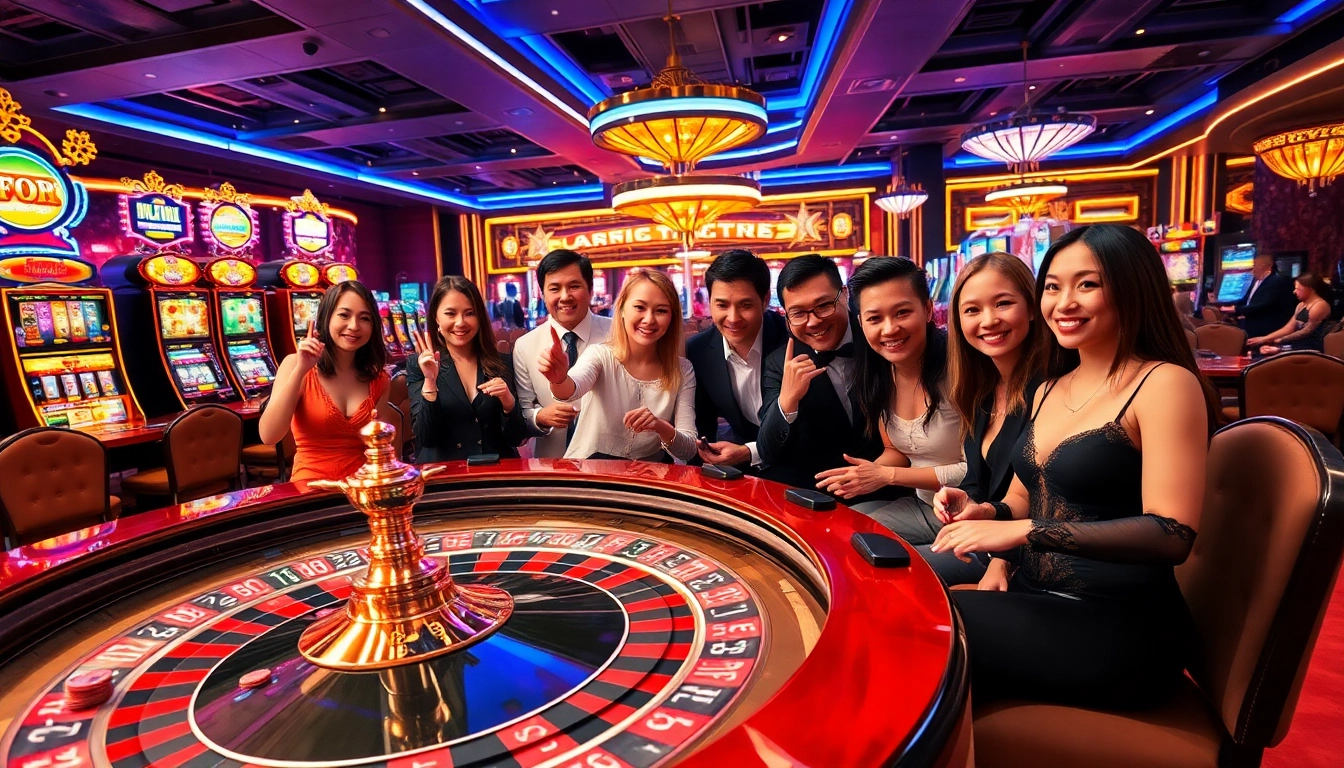 Join exciting games and win at lc88's vibrant casino environment with roulette and slot machines.