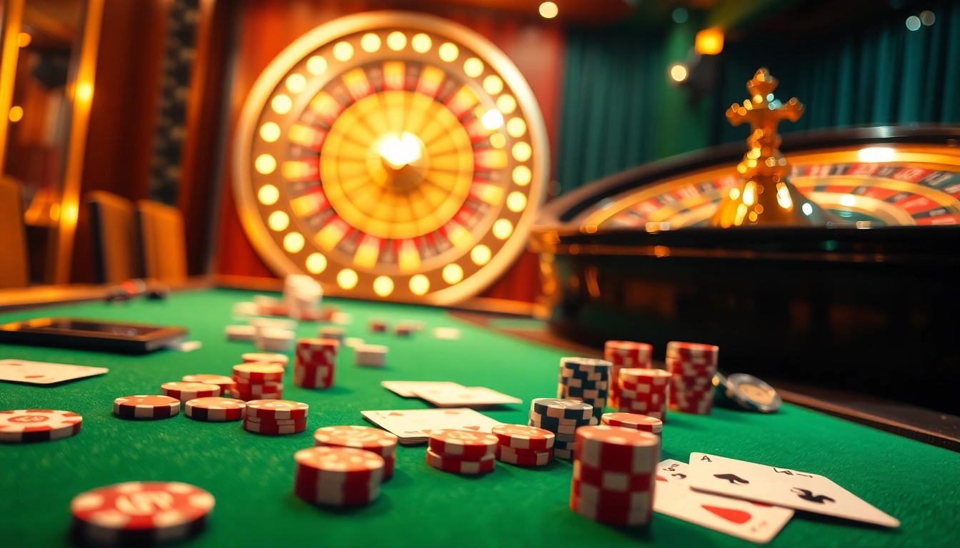 Engaging in nhan dinh keo nha cai while placing bets at a luxurious casino table filled with poker chips and cards.