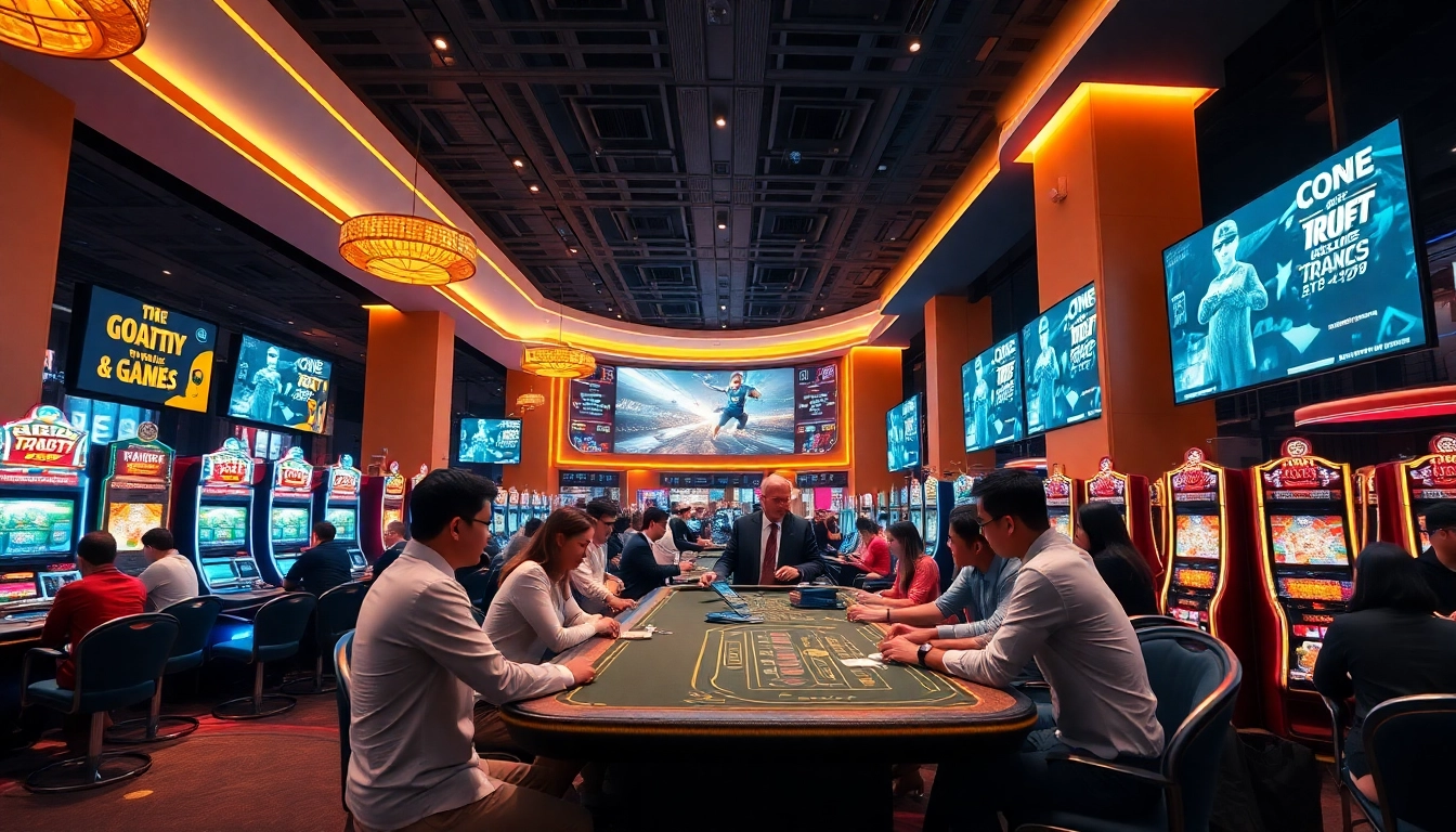 Experience the excitement of ev88win.live with a lively casino scene showcasing modern gaming.