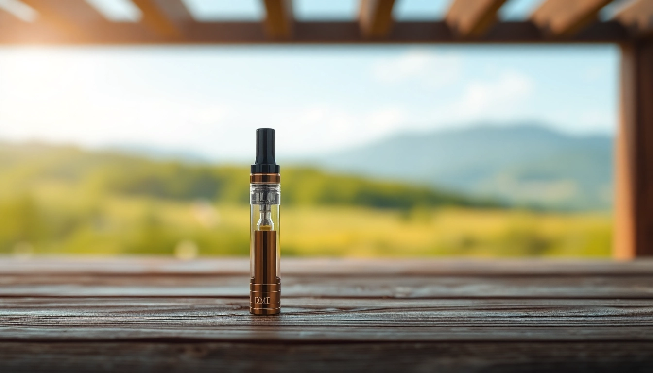 Buy dmt online with our premium DMT vape cartridge showcased in a tranquil setting.
